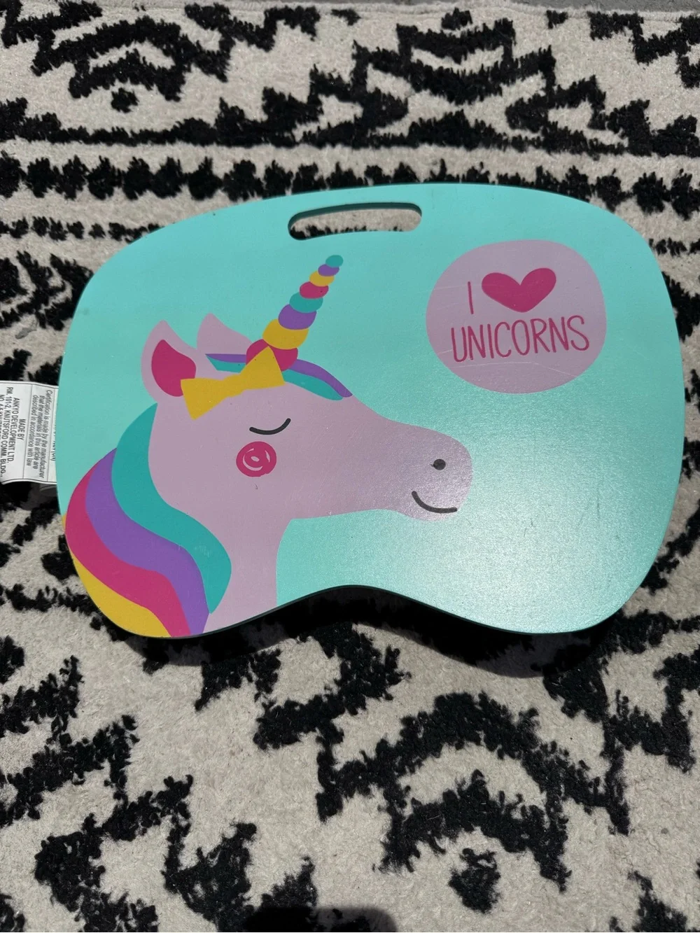 I Love Unicorns Kids Lap Desk - Turquoise Unicorn Design